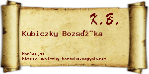 Kubiczky Bozsóka névjegykártya
